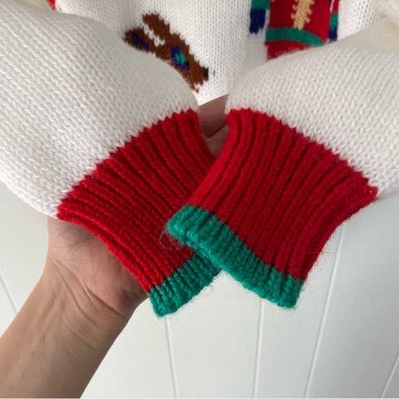 Vintage Leroy Sweater Christmas Reminder Santa Knit Collared Acrylic Size Small - Picture 5 of 9